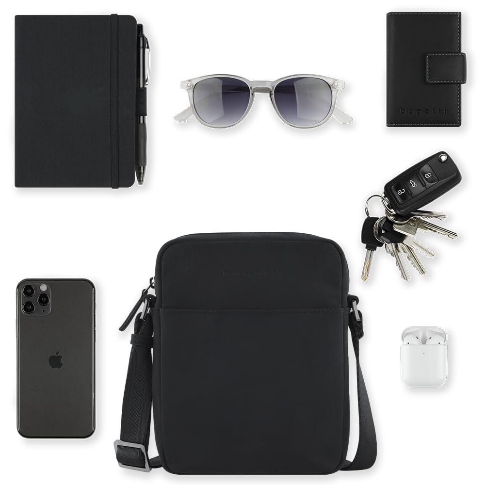 bugatti Luca kleine Schultertasche aus echtem Leder, Cross-Body Umhängetasche