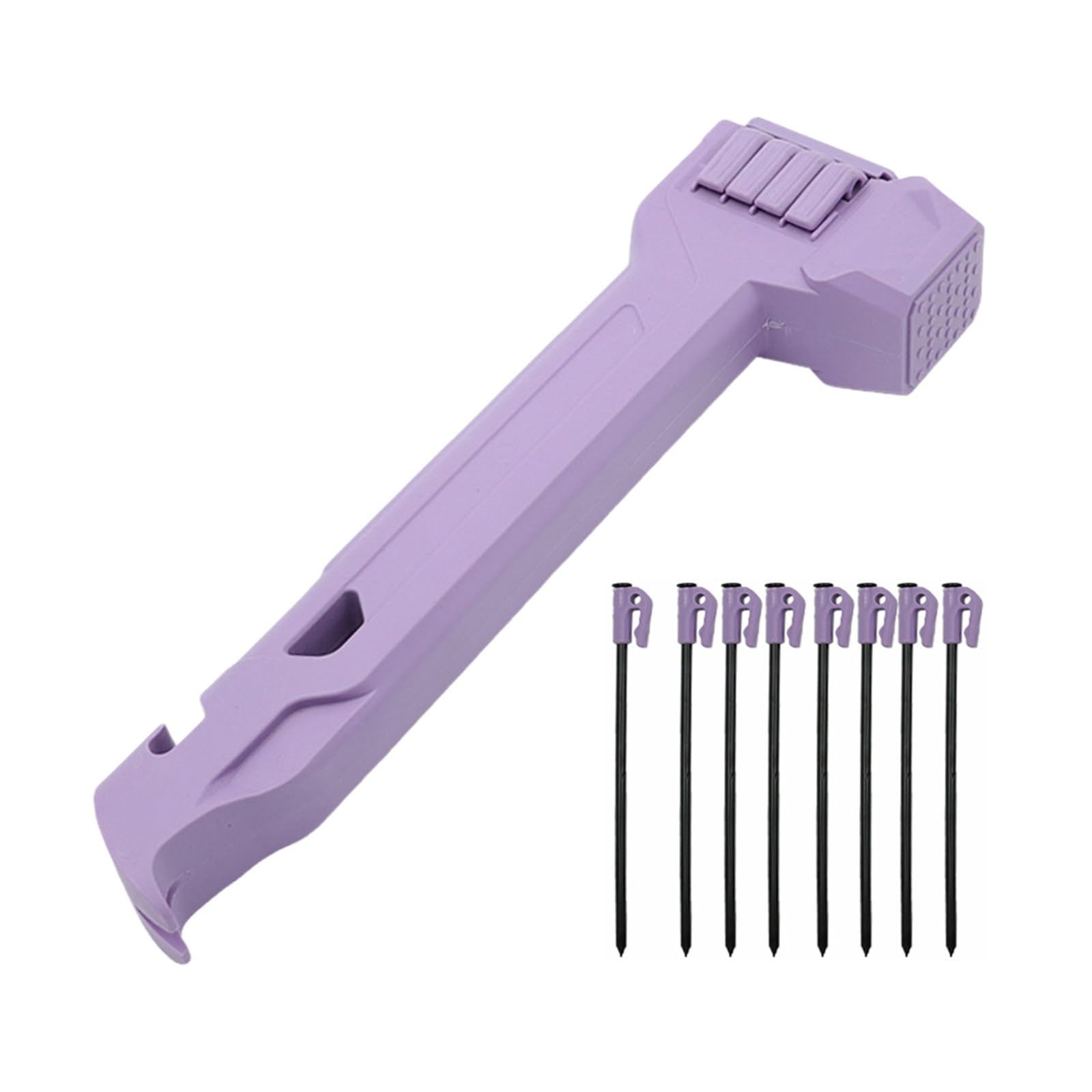 Tent Peg Mallet Puller Claw Anti-Slip Ultralight Portable Hammer Lightweight with 8 Steel Stake for Camping Stakes Tent Pegs Nail Spike Garden