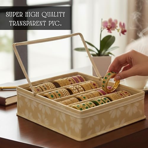 Image of 4 Rod Bangle Box Organizer for Women, Beige, Pack of 1