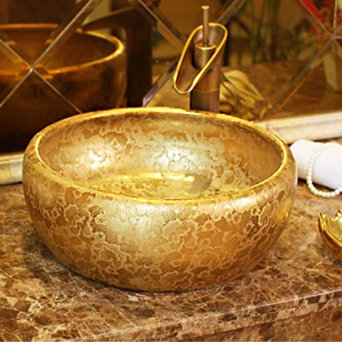 YYZD® Lavabo de cerámica Lavabo-1 del baño del lavabo del champú de la flor electrochapada Cover