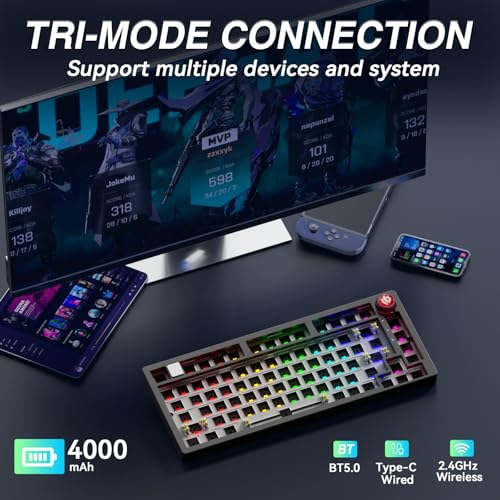 Image of LEOBOG Hi75C Pro Wireless Mechanical Keyboard Kit - Aluminum Alloy Gasket Mount 75% Barebones DIY Base with Hot Swap, RGB Backlighting & Volume Knob - Enhanced Custom Gaming Keyboard Build, 4000mAh