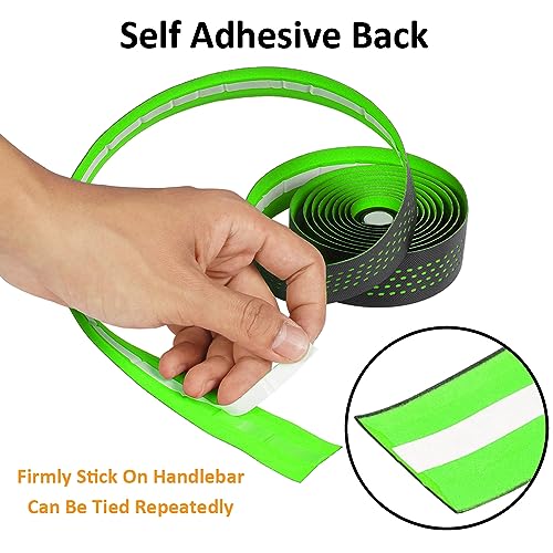 MOCNT Bicycle Handlebar Tape Breathable Cycling Bike Handlebar Tape PU EVA Handle Bar Grip Wrap Tapes Comfort Non Slip Shock Absorbent Road Bike Handlebar Drop Bar Tape Green - Image 4