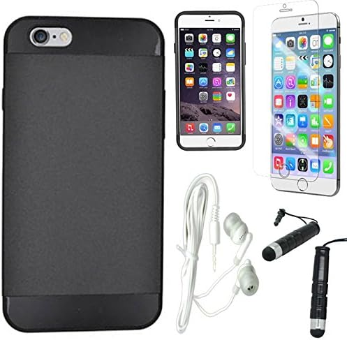 [STOP&ACCESORIZE] BLACK DUAL LAYER COVER DUO TEXTURE HARD CASE for APPLE IPHONE 6 4.7 INCH + FREE ACCESSORY KIT