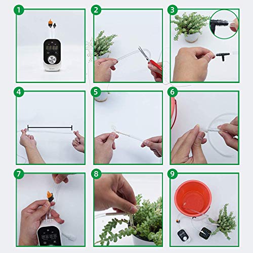 JAKEMY Automatic Drip Irrigation Kit,Mini Size Big Power Houseplants Self Watering System with 1-23 Hour & 1-30 Day Interval Programmable Timer,for 15 Potted Plants