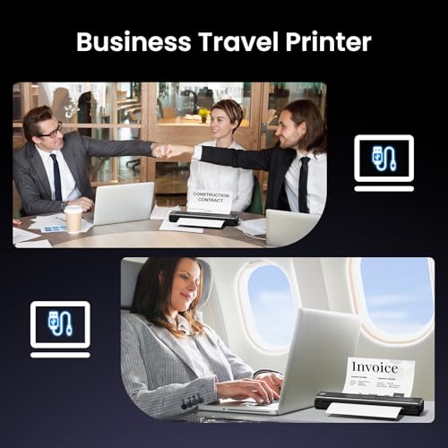 Image of Phomemo M08E Portable Printers Wireless for Travel, Bluetooth Inkless Thermal Printer Support 8.5'' x 11'' US Letter, Compatible with iPhone, Android Phone, Laptop for Office Car Home Use