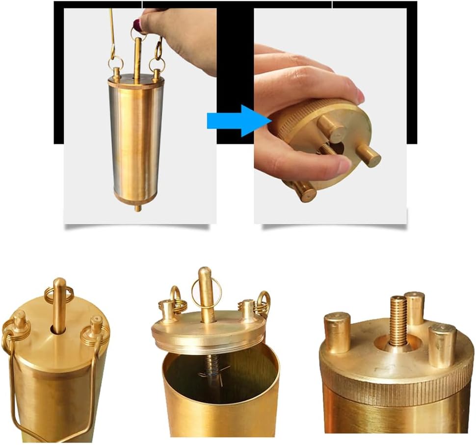 Lightweight Stainless Steel Oil Sample Collector, Vertical Oil Bottom Sampler for Petrol Station/Fuel Tank/Chemical, Oil Sampling Device, Easy to Clean,Copper 1l,5m Rope