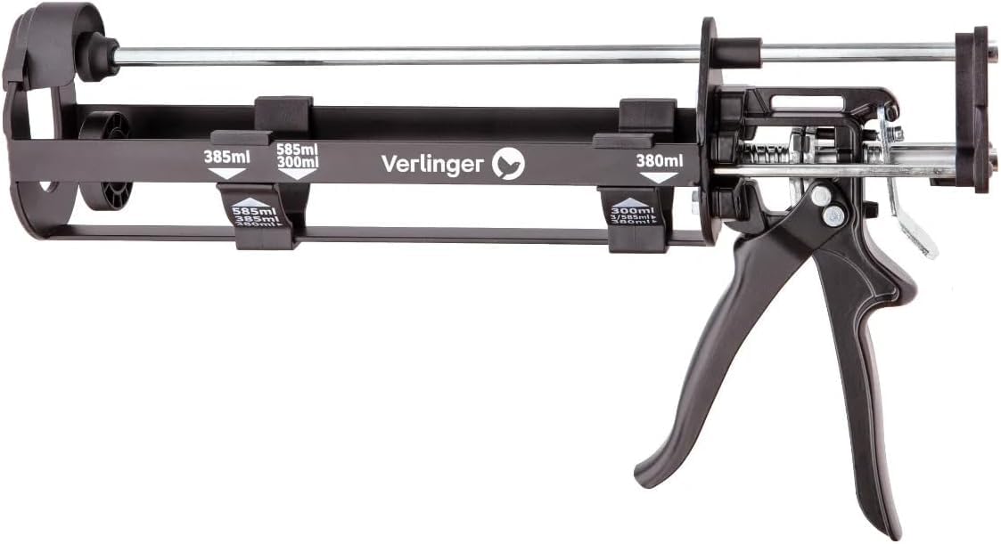 Kartuschenpresse 2K Für Epoxidkleber, Auspresspistole Für Chemischen Anker, Universell Kartuschenpistole Klebstoffe Silikon Acryl, Schubverhältnis 26:1, Kraft 4500N, Aluminium Schwarz Pro