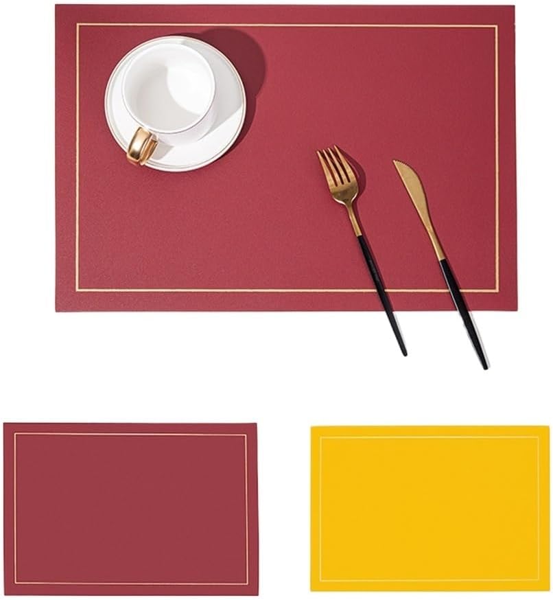 Wind Leather Western Placemat Oiled Table Mat Hotel Plate Mat Insulated Mat Meal Double-Sided Two Color(White-Dinosaur Doodle4)