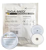 EKG Elektroden mit Festgel/Solidgel 43 mm 100 Stück Einmalelektroden Einmal- Klebe- Elektroden Typ: Tiga-Med Profi Qualität!