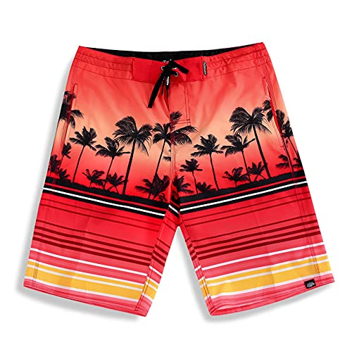Palmwave Hawaiian Microfiber, 4-Way Stretch Boardshorts - Multiple Pockets