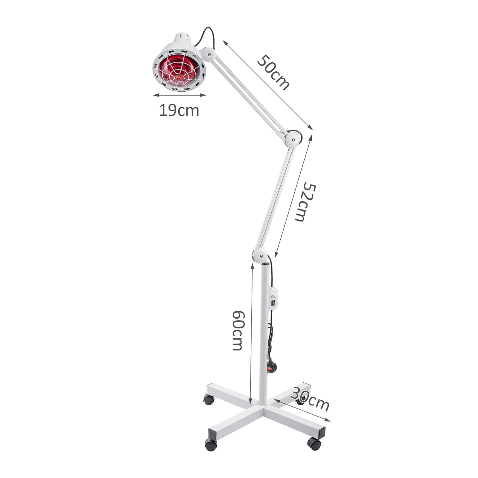 Youyijia 275W Infrarotlampe Wärmelampe mit Ständer und 4 Rädern Rotlicht Therapielampe Mobil Infrarottherapie Lampe Höhenverstellbar Für Schmerzlinderung & Muskelentspannung