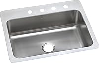 Elkay Dayton DSESR127221 Single Bowl Stainless Steel Sink 27x22x8 - Dual Mount Drop-In/Undermount, 18-Gauge Durable & Quiet