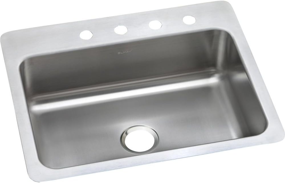 Elkay DSESR127221 Dayton Elite 20 Gauge Stainless Steel Single Bowl Dual/Universal Mount Kitchen Sink, 27 x 22 x 8.0625"