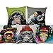 JWEK Taie d'oreiller Ensemble De 5 Pensée Gorilla Coussin Set Peinture à l'huile Animal Gorilla Singe Ours Rouge Coussin Renard Lin Taie d'oreiller 45X45Cm