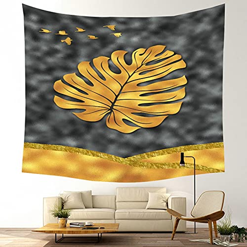 Tapiz de pared de poliéster KnSam con diseño decorativo gris y dorado de 150x130cm 4