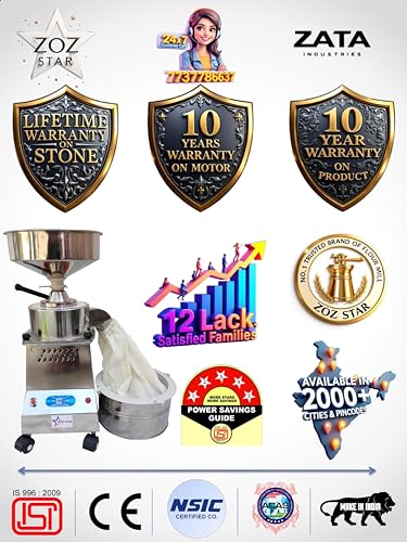 Image of ZOZ STAR Flour Mill Machine, Atta chakki, Domestic Aata Maker,(Extra Load Motor) Ghar Ghanti, Heavy Duty, Power Saving Feature Added Table top with Standard Accessories 1.5 HP Warranty 10 Years R656