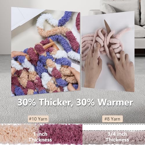 Image of Cozyful Chunky Yarn for Hand Knitting - #10 Chunky Chenille Blanket Yarn, Jumbo Big Thick Chunky Yarns for Crocheting, Tie Dye Bulky Knit Yarns, 8 Skein (20 yds 8 oz Each Skein), Multi Blue&Red&Khaki