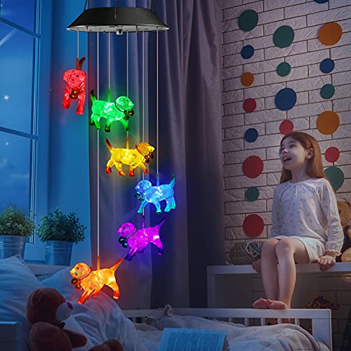 Image of Toodour Solar Wind Chime, Color Changing Wind Chimes Dog, LED Decorative Mobile, Gifts for Mom Grandma, Waterproof Outdoor Decorative Lights for Garden, Patio, Yard, Window Outdoor Decor