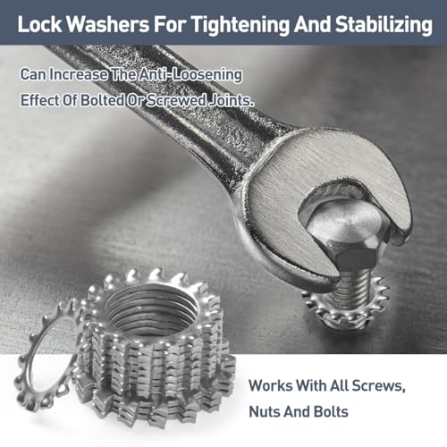 FOMGIIN 30 Stück M5 Zahnscheibe Sicherungsscheiben, 304 Edelstahl Außenverzahnung Gezackte Unterlegscheiben, Zahnscheiben Klemmscheiben Federringe, Größensortiment für Schraubenbefestigung