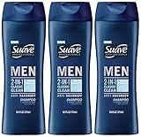 Suave Men 2-in-1 Anti-Dandruff Shampoo and Conditioner, Classic Clean, 12.6 Ounce (Pack of 3)