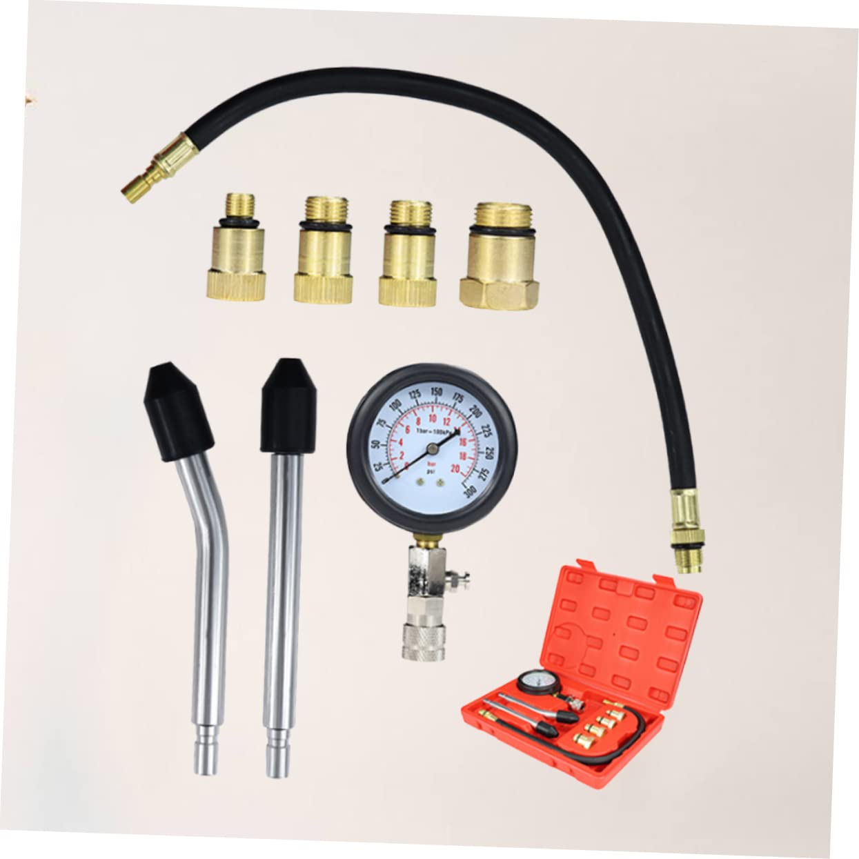Mikinona Cylinder Pressure Gauge Tester Kit Car Compression Tester Universal Adapter for Petrol Motorcycle 0-300psi/0-20bar Pressure Gauge