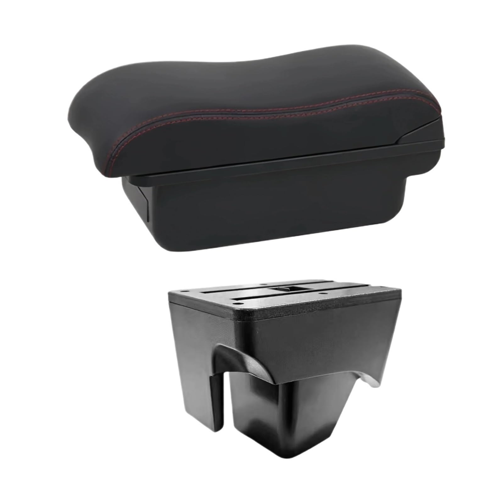 UMDJJU For VW For TERA 2025 Leather Arm Rest Center Car Armrest Interior Modification Box Console Storage USB Car Centre Console Armrest Box(B2 Red Line)