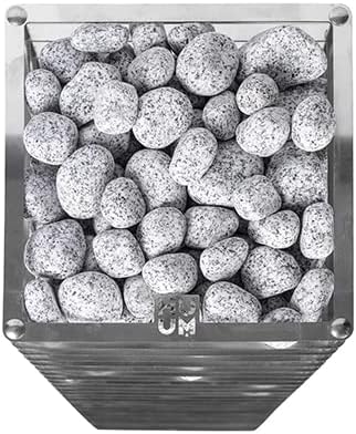 മുകളിൽ view of HUUM Cliff heater filled with sauna stones