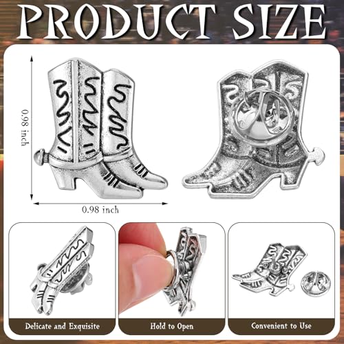 Yinkin 50 Pcs Cowboy Boot Lapel Pins Western Vintage Cowgirl Boot Charm Metal Brooch Pins for Men Women Cowboy Cowgirl Horseshoe Backpack Party Favor2