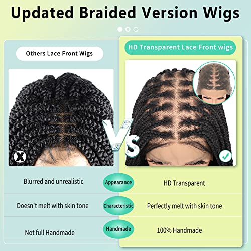 Fecihor 36 Inch 13X7 Hd Lace Front Box Braided Wigs For Women Knotless Box Braid Wig With Baby Hair Synthetic Lace Black Cornrow Braid Wigs #TOP4