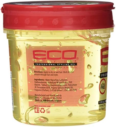 Eco style Styling Gel With Moroccan Argan Oil, All Day Hold, Alcohol Free, Paraben Free, Sulphate Free, No Flaking, Anti-Itch, 473 ml