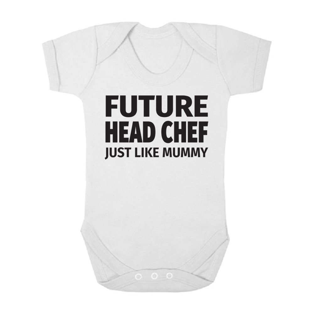 Shopagift Boys White Future Head Chef Just Like Mummy Cute And Girls Baby Vest Bodysuit (3-6 Months, )