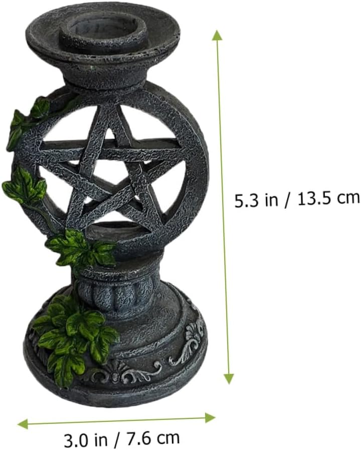 Vintage Pentagram Candlestick Holders 2pcs Resin Retro Candle Sticks Photography Candle Stand for Wedding Home Décor
