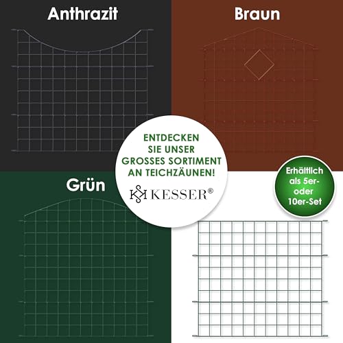 KESSER® Teichzaun Gartenzaun Steckzaun Komplettset Metall 10x Gerade Inkl. Handschuhe, 2x Hammer + 12 Befestigungsstäben, Zaun zum stecken für Garten, Gitterzaun Set Freigehege für Tiere