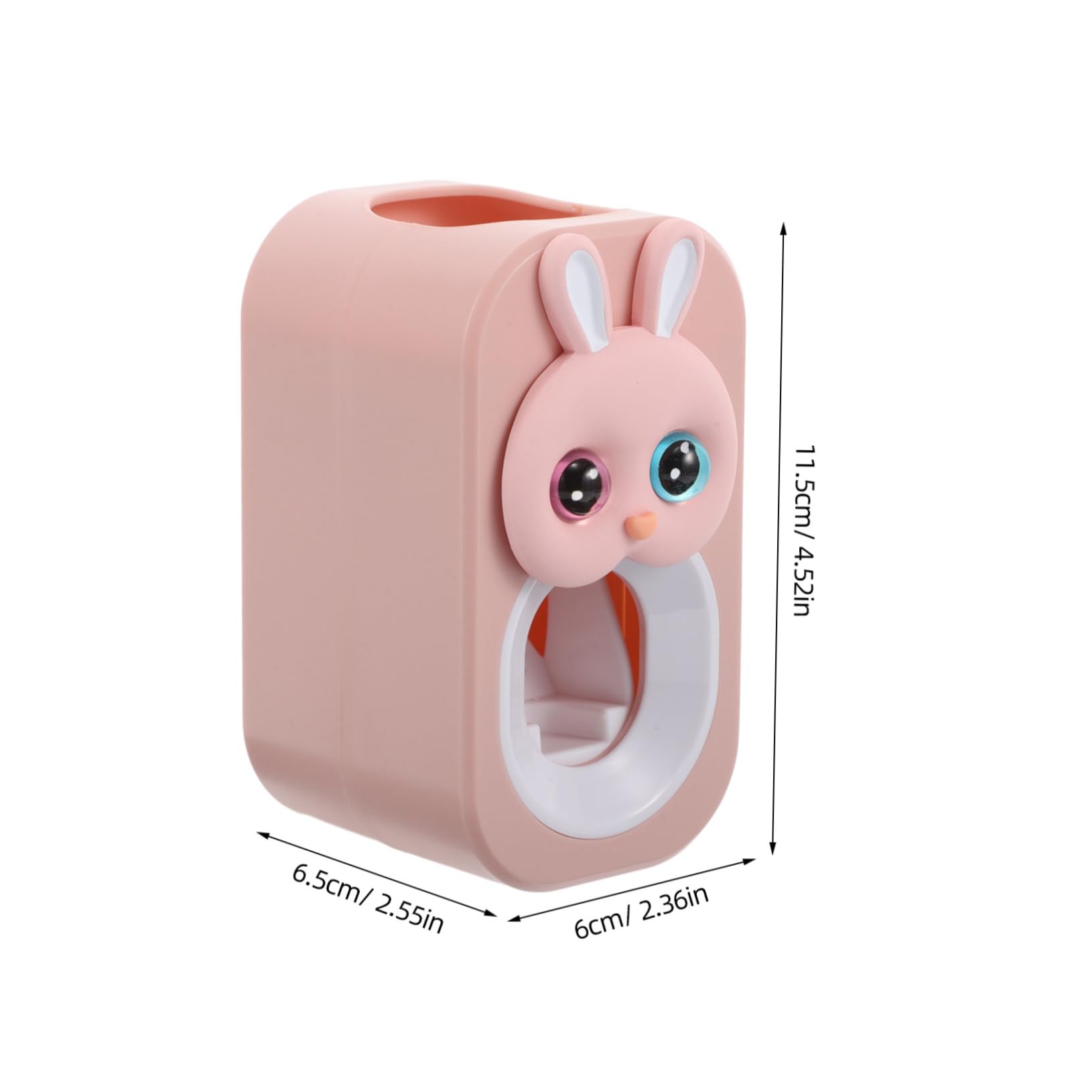 Healeved Kids Toothpaste Squeezer Wall-Mounted Pink Rabbit Toothpaste Dispenser No-Drill Cartoon Holder for Bathroom Storage