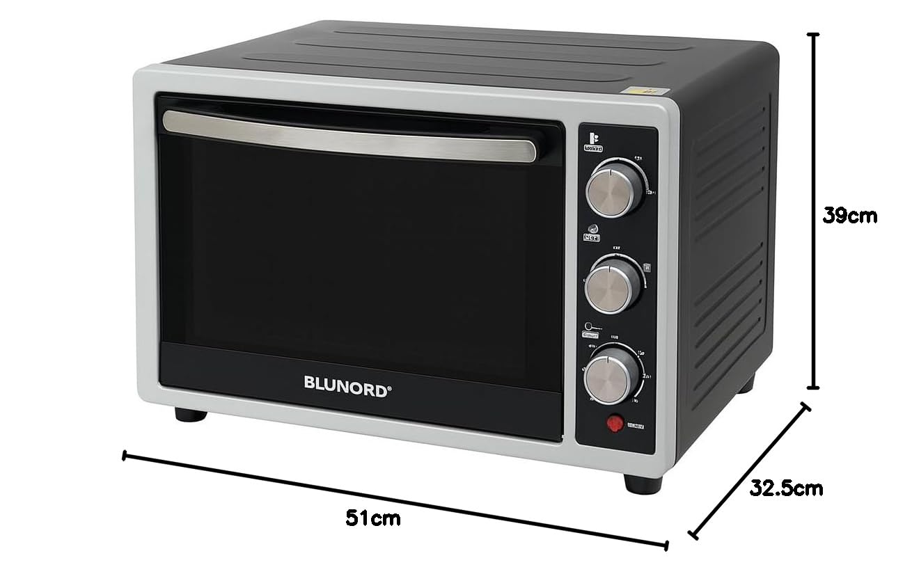 Forno Elettrico Ventilato 32 Litri 6 Funzioni Cottura 90-230°C Doppio Vetro Timer 60 Min