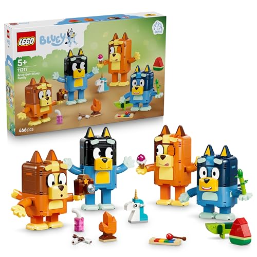 LEGO Bluey Famiglia Bluey in Mattoncini - Giochi Didattici con 4 Personaggi con Diverse Espressioni e Accessori - Set Giocattoli Montessori - Regalo di Compleanno per Bambine e Bambini da 5 Anni 11217