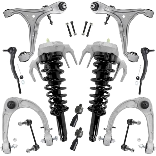 Image of Detroit Axle - AWD 12pc Front End Suspension Kit for 2008-2013 Cadillac CTS, 2 Struts with Coil Spring 4 Upper Lower Control Arms 2 Sway Bars 4 Inner Outer Tie Rods 2009 2010 2011 2012 Replacement