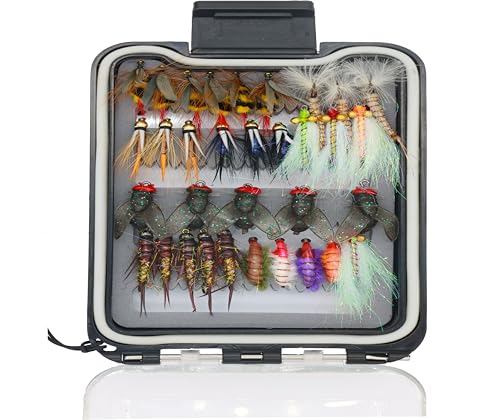 Fly Fishing 120-63-33pcs Premium Hand Tied Fly Fishing Accessories - Fly Boxes Included Dry, Wet, Nymphs, Streamers, Wooly Buggers Trout Flies