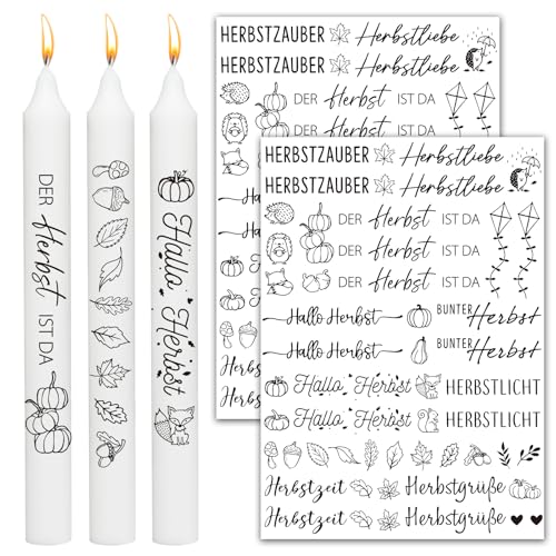BOOMTOP 2x Kerzen Tattoo Herbst Kerzen Deko Herbstzauber...