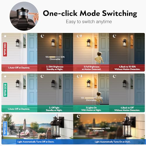 vianis motion sensor outdoor garage lighting fixture oil rubbed bronze farmhouse exterior wall mount sconce for house waterproof dusk to dawn front porch orb outside lantern for patio