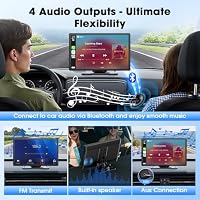 LAMTTO Wireless Carplay Display Für A-ppIe CarPlay und Android Auto 9 Zoll Touchscreen Display Bildschirm Tragbares Autoradios Car Play Display mit Navigation Bluetooth Mirror Link Siri &G00gle FM AUX – Ansicht 4
