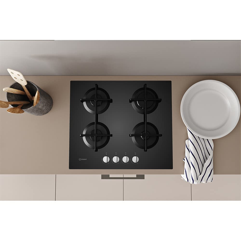 Indesit ING 61T/BK - Piano cottura da incasso, 59 cm, a gas, colore: Nero