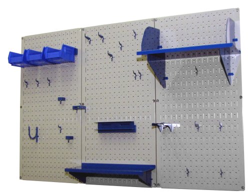 Wall Control Pegboard Organizer 4 ft. Metal Pegboard Standard Tool Storage Kit with Gray Toolboard and Blue Accessories by Wall Control - Used condition - Image 2