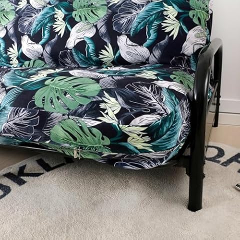 OctoRose Full Size 3 Side Zipper Premium Velvet Rich Opulent Color Tropical Green/Navy Mixed Futon Cover Slipcover/Sofa DayBed Couch Mattress Cover (Cover Only) (Tropical-Green, Full Size) Cover