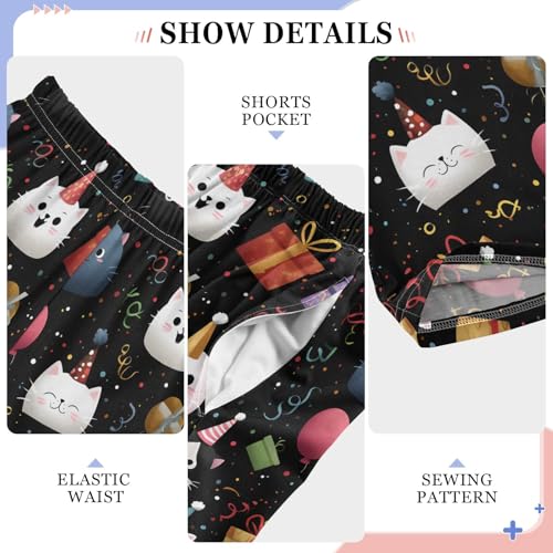 Pajama Pants Lounge Sleep PJ Bottoms Sleepwear Elastic Waist Drawstring S Cat Gift Box4