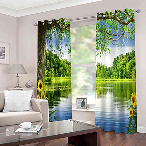 Rideaux occultants 100% polyester isolant thermique phonique forêt 3D