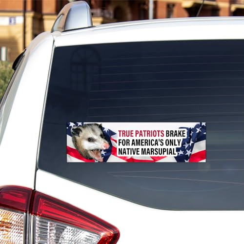 Image of [11.5 inchx3 inch] True Patriots Brake for America's Only Native Marsupial Funny Opossum Possum I Brake for Possums Sticker Bumper Sticker Vinyl Decal for Car Truck Van Wall Laptop Mortocycle