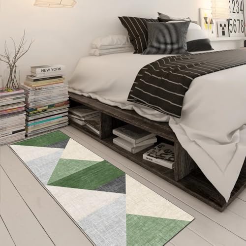 Alfombra lavable verde oscuro 110 x 200 cm con base antideslizante para pasillos transitados 3