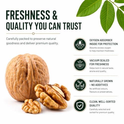 Image of Apharwat Kashmiri Walnut Kernels Without Shell | Light Halves Grade | 500g | Single Origin Kashmir | Vacuum Sealed + Oxygen Absorber | Akhrot Giri | Source of Natural Plant Oils | Fresh Crop