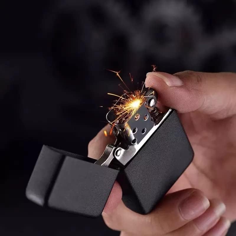 Image of Premium Metal Body Fuel Lighter I Refillable & Reusable Windproof Pocket Lighter I Flip-Top Style Flint Wheel Lighter (Without Fuel) (Crackle)
